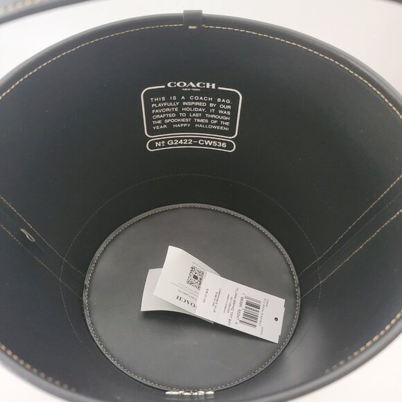 Coach CW536 Halloween Cat Graphic Trick Treat Bucket Bag Tote Charcoal Black - Picture 7 of 7